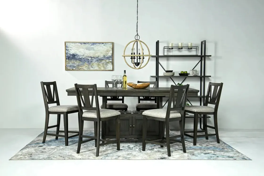 Mor Furniture Bay Creek Counter Height Extendable Dining Table In Light Gray