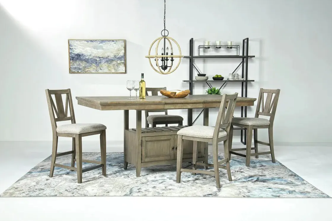 Mor Furniture Bay Creek Counter Height Extendable Dining Table & 4 Stools In Graphite