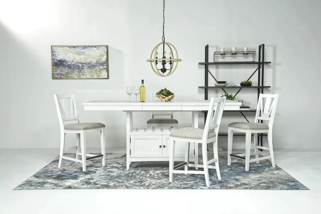 Mor Furniture Bay Creek Counter Height Extendable Dining Table & 4 Stools In Graphite
