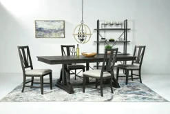 Mor Furniture Bay Creek Extendable Dining Table & 4 Upholstered V-Back Chairs In Toasted Nutmeg