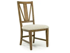 Mor Furniture Bay Creek Extendable Dining Table & 4 Upholstered V-Back Chairs In Toasted Nutmeg