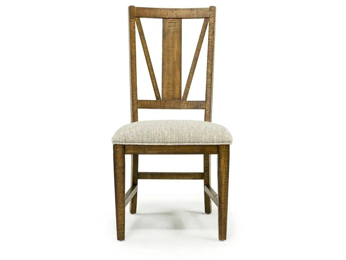 Mor Furniture Bay Creek Extendable Dining Table & 4 Upholstered V-Back Chairs In Toasted Nutmeg
