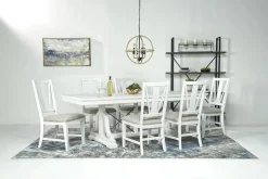Mor Furniture Bay Creek Extendable Dining Table & 4 Upholstered V-Back Chairs In Toasted Nutmeg
