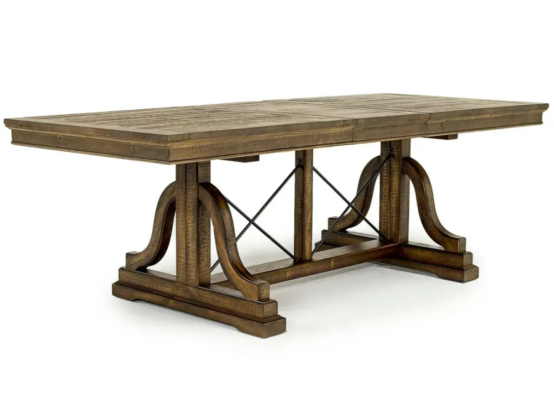 Mor Furniture Bay Creek Extendable Dining Table & 6 V-Back Chairs In Toasted Nutmeg
