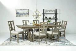 Mor Furniture Bay Creek Extendable Dining Table & 6 V-Back Chairs In Toasted Nutmeg
