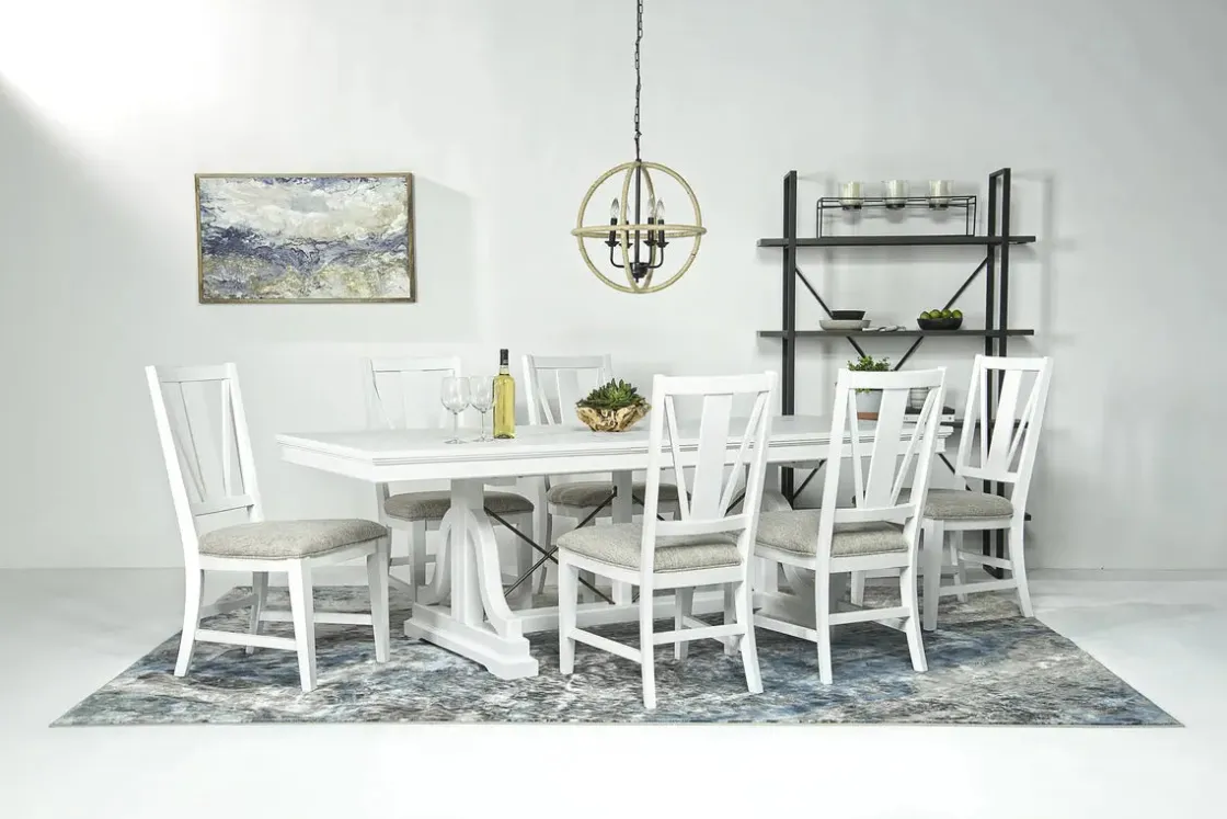Mor Furniture Bay Creek Extendable Dining Table & 6 V-Back Chairs In Toasted Nutmeg