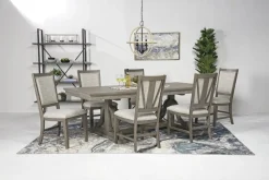 Mor Furniture Bay Creek Extendable Dining Table & 6 V-Back Chairs In Toasted Nutmeg
