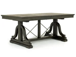 Mor Furniture Bay Creek Extendable Dining Table, 4 V-Back Chairs & High Back Bench In Graphite