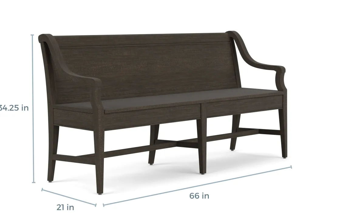 Mor Furniture Bay Creek Extendable Dining Table, 4 V-Back Chairs & High Back Bench In Graphite