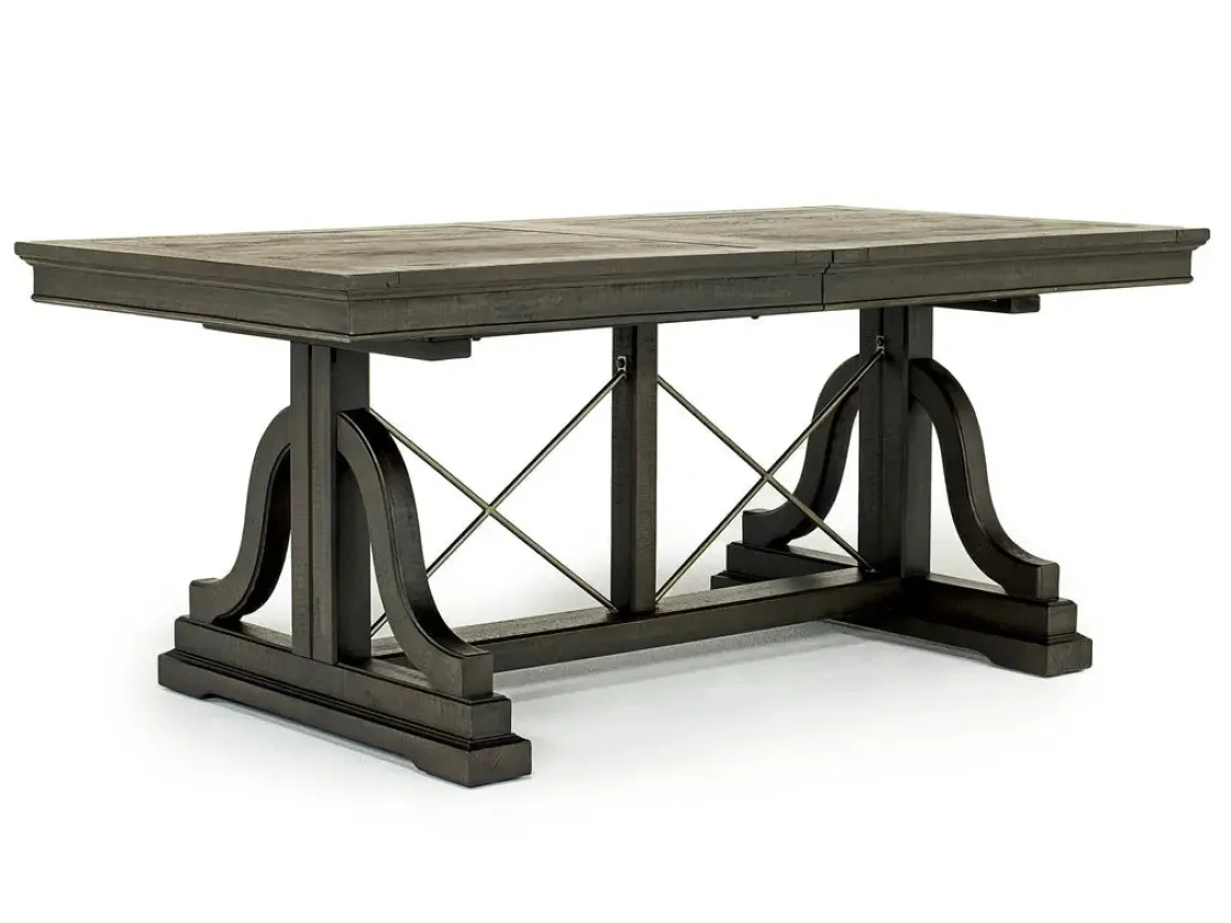 Mor Furniture Bay Creek Extendable Dining Table, 4 V-Back Chairs & High Back Bench In Graphite