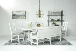 Mor Furniture Bay Creek Extendable Dining Table, 4 V-Back Chairs & High Back Bench In Graphite