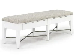 Mor Furniture Bay Creek Extendable Dining Table, 4 V-Back Chairs & High Back Bench In Graphite