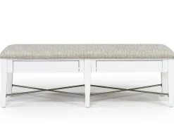 Mor Furniture Bay Creek Extendable Dining Table, 4 V-Back Chairs & High Back Bench In Graphite