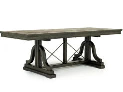 Mor Furniture Bay Creek Extendable Dining Table, 4 V-Back Chairs & High Back Bench In Graphite