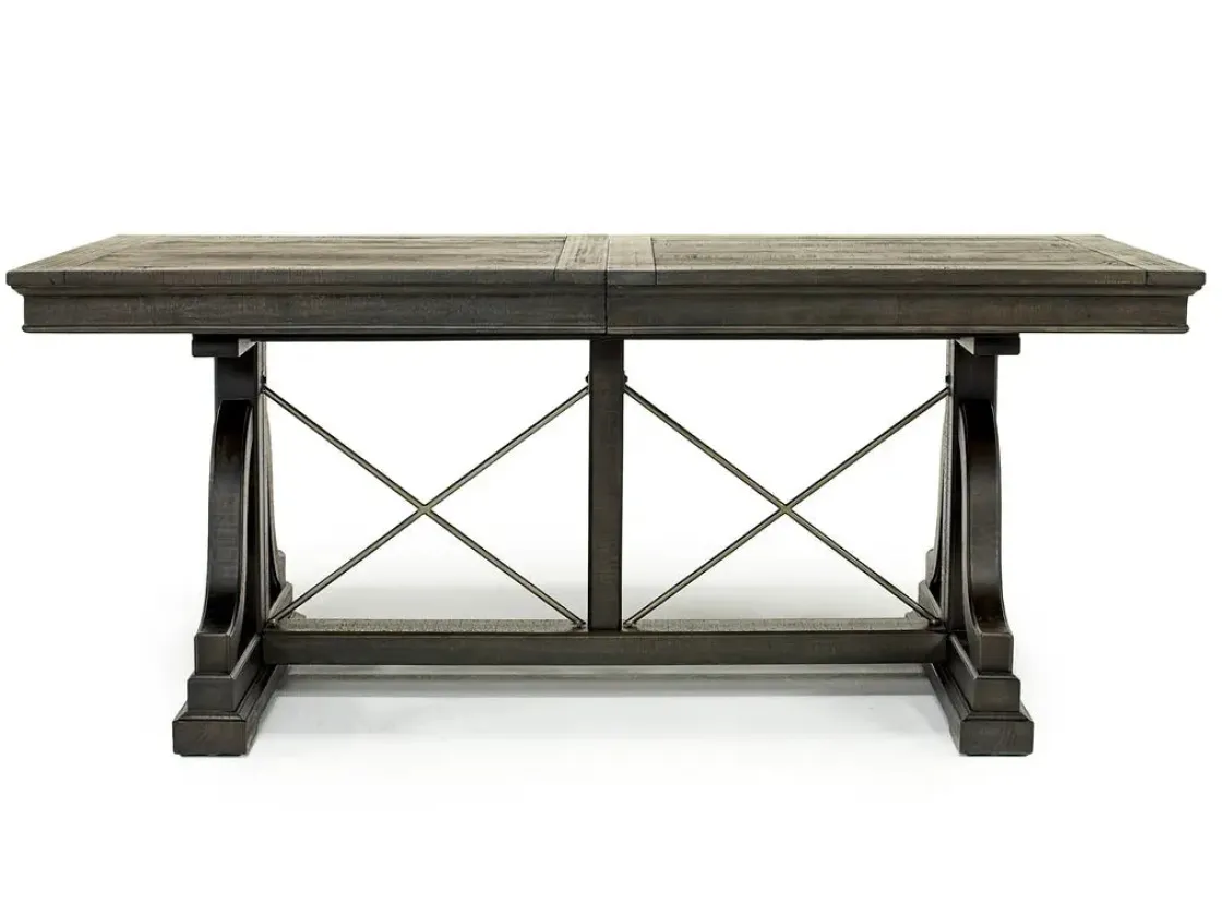 Mor Furniture Bay Creek Extendable Dining Table, 4 V-Back Chairs & High Back Bench In Graphite