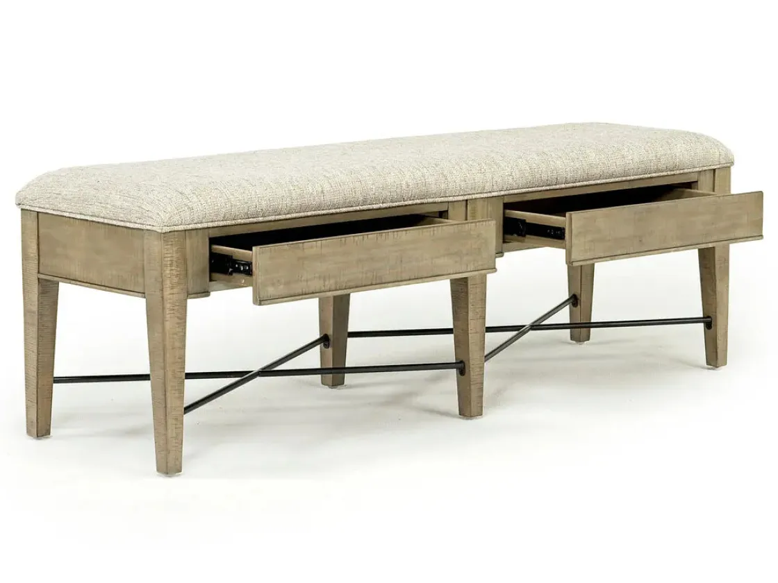 Mor Furniture Bay Creek Extendable Dining Table, 4 V-Back Chairs & High Back Bench In Graphite