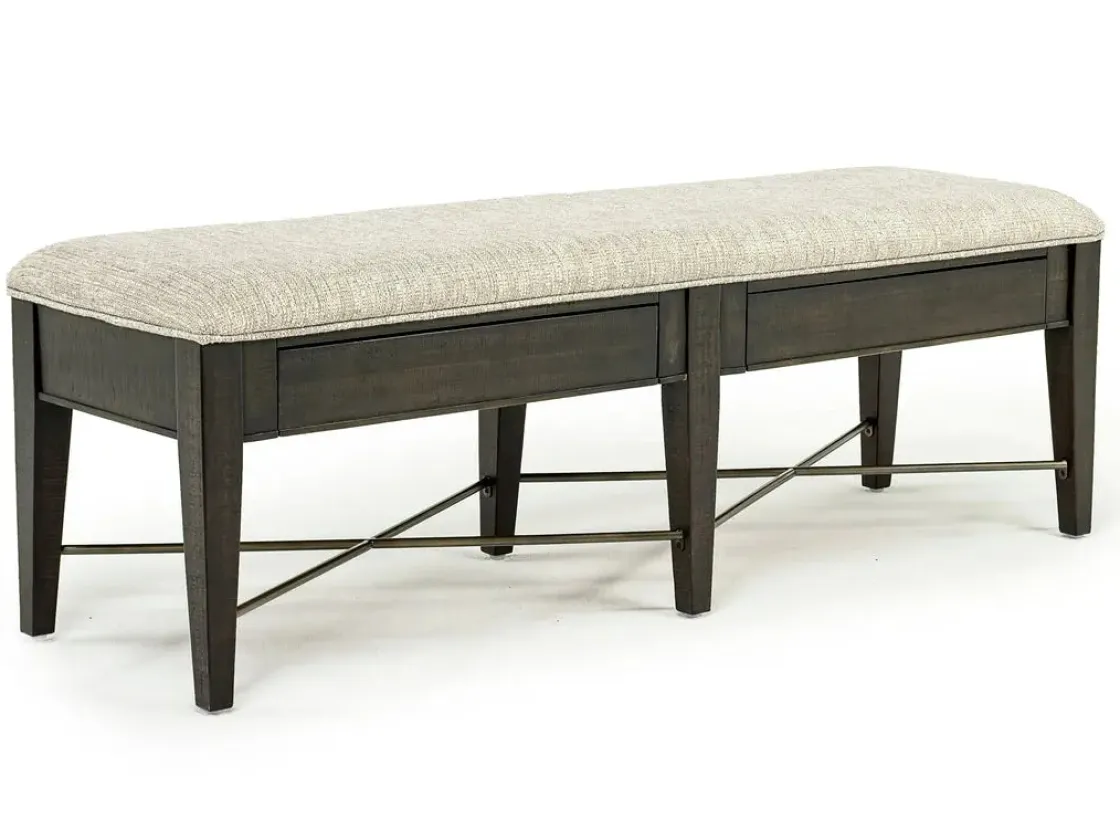 Mor Furniture Bay Creek Extendable Dining Table, 4 V-Back Chairs & High Back Bench In Graphite