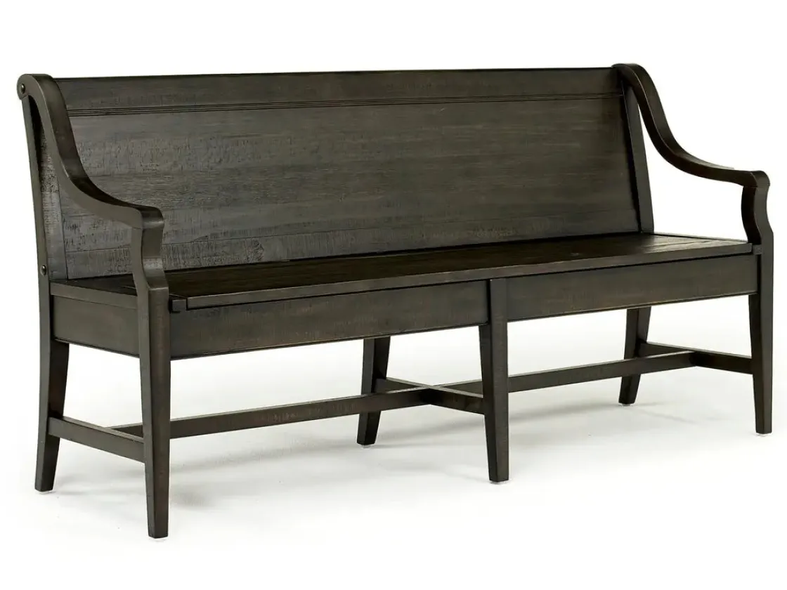 Mor Furniture Bay Creek Extendable Dining Table, 4 V-Back Chairs & High Back Bench In Graphite