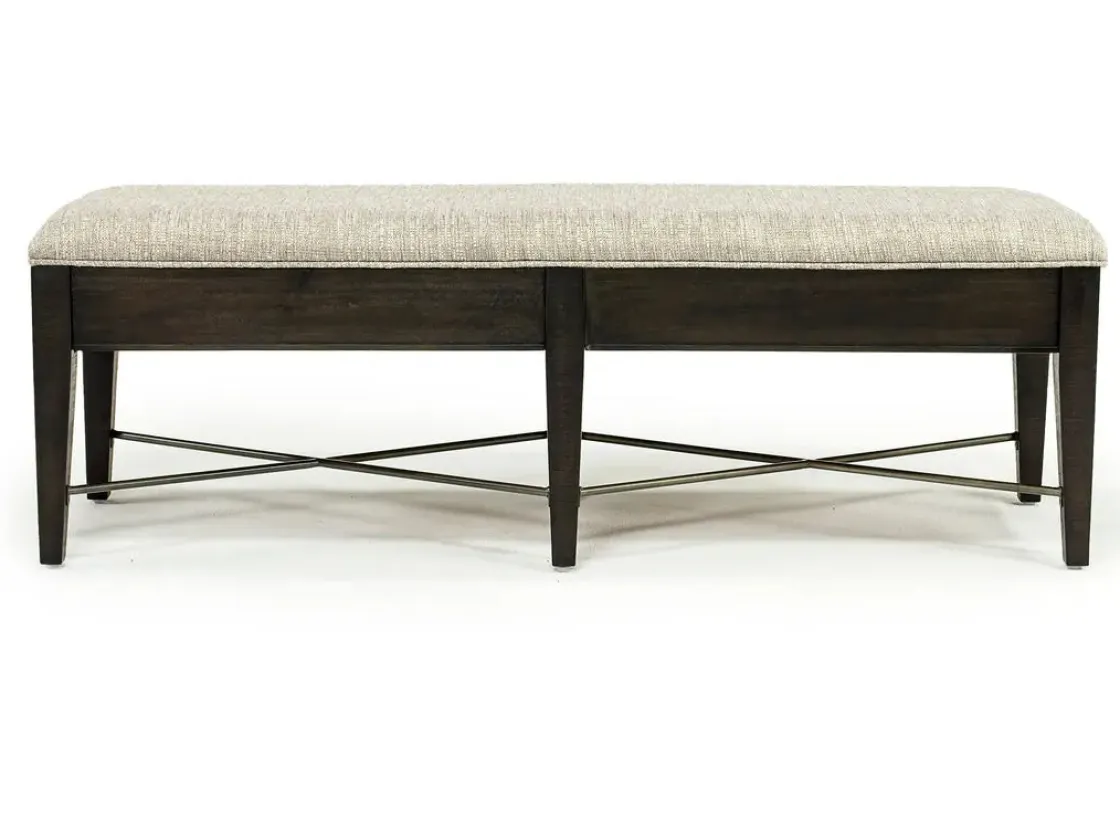 Mor Furniture Bay Creek Extendable Dining Table, 4 V-Back Chairs & High Back Bench In Graphite