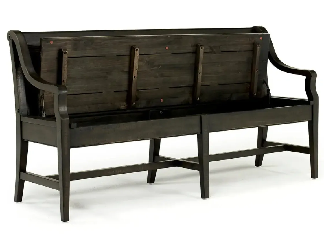 Mor Furniture Bay Creek Extendable Dining Table, 4 V-Back Chairs & High Back Bench In Graphite