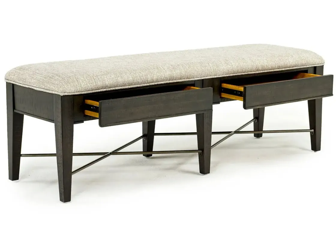Mor Furniture Bay Creek Extendable Dining Table, 4 V-Back Chairs & High Back Bench In Graphite