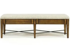 Mor Furniture Bay Creek Extendable Dining Table, 4 V-Back Chairs & High Back Bench In Graphite
