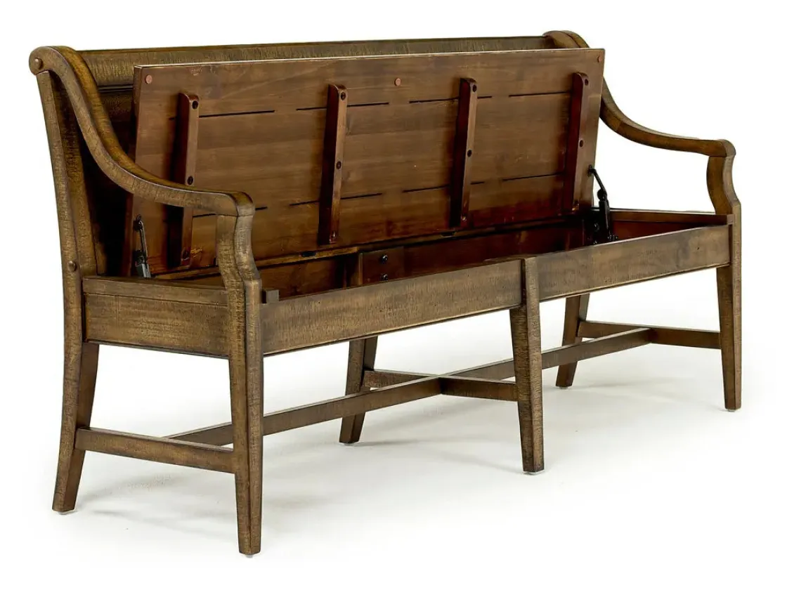 Mor Furniture Bay Creek Extendable Dining Table, 4 V-Back Chairs & High Back Bench In Graphite