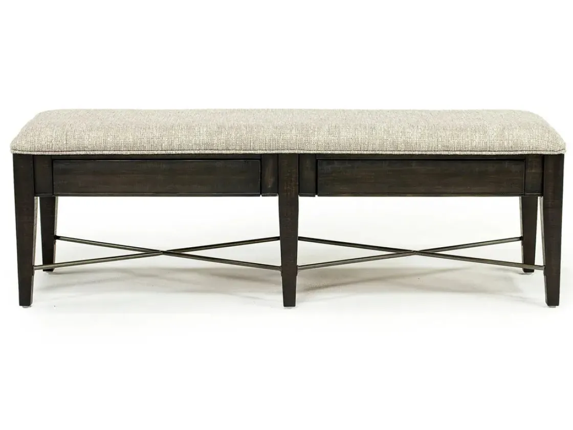 Mor Furniture Bay Creek Extendable Dining Table, 4 V-Back Chairs & High Back Bench In Graphite