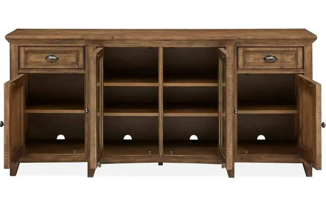 Mor Furniture Bay Creek Media Console In Nutmeg W/ Usb Charger, 70 Inch