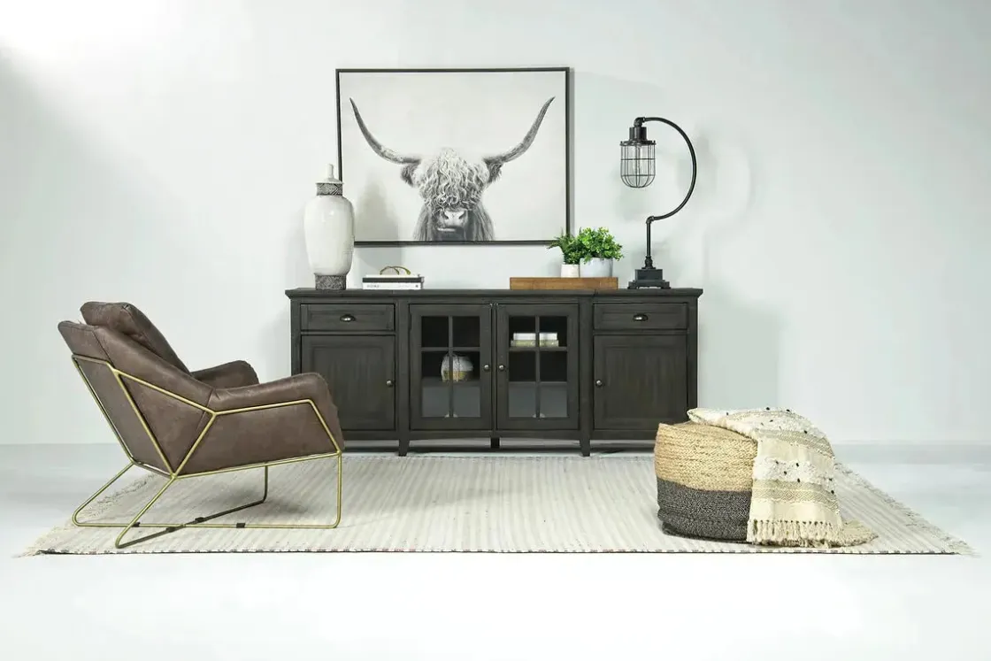 Mor Furniture Bay Creek Media Console In Nutmeg W/ Usb Charger, 70 Inch