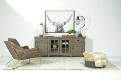 Mor Furniture Bay Creek Media Console In Nutmeg W/ Usb Charger, 70 Inch