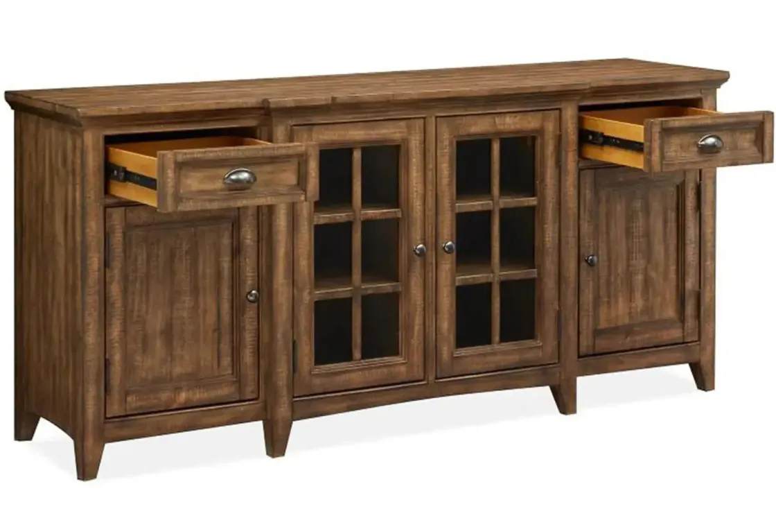 Mor Furniture Bay Creek Media Console In Nutmeg W/ Usb Charger, 70 Inch
