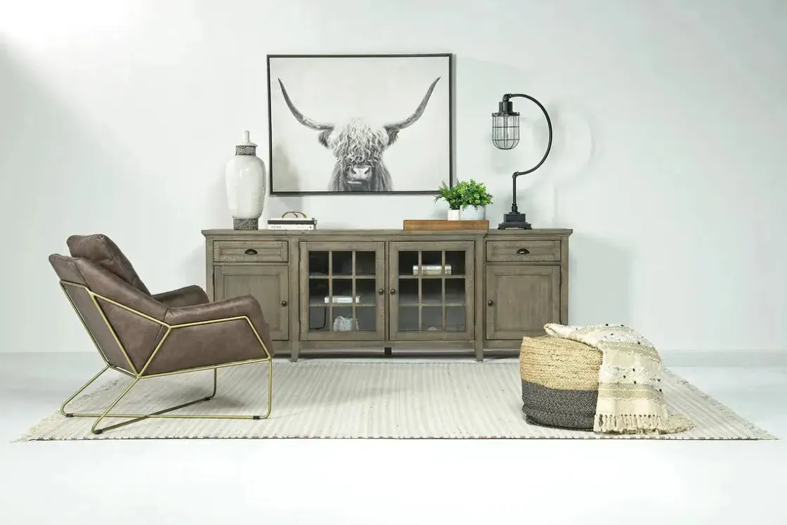 Mor Furniture Bay Creek Media Console In Nutmeg W/ Usb Charger, 70 Inch