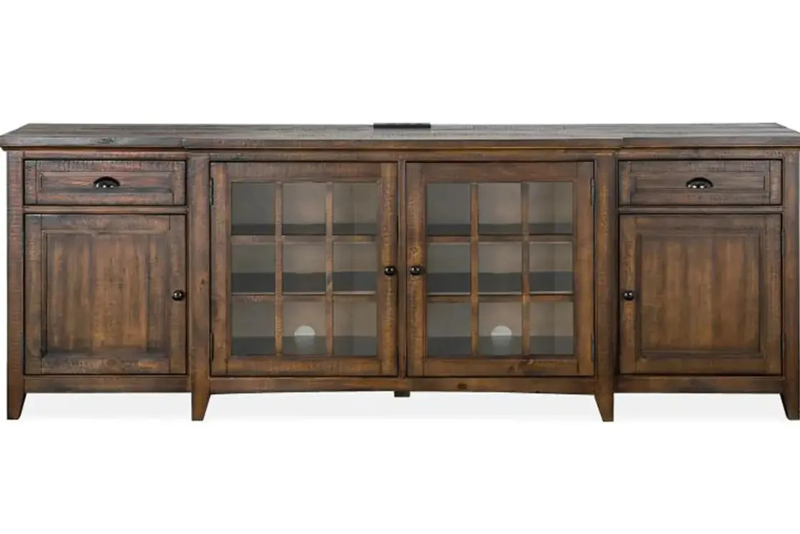 Mor Furniture Bay Creek Media Console In Nutmeg W/ Usb Charger, 70 Inch