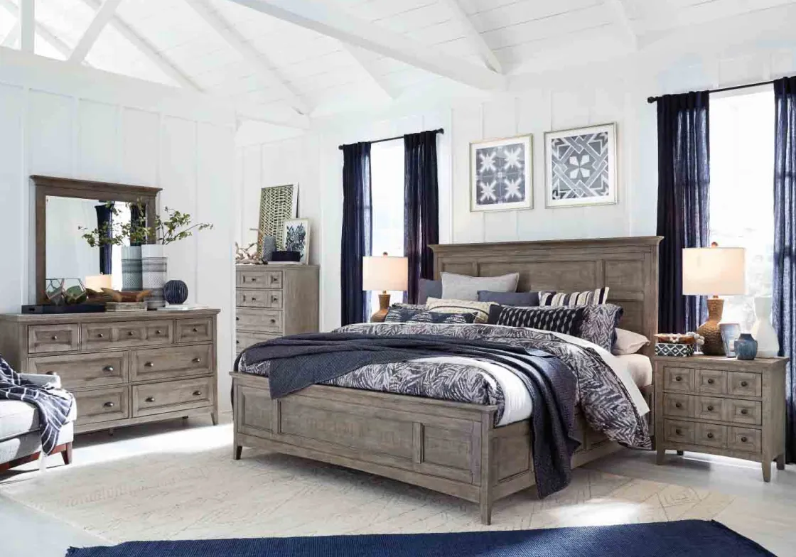Mor Furniture Bay Creek Panel Bed W/ Storage, Dresser, Mirror & Nightstand In Nutmeg, Queen