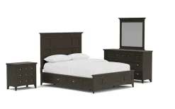 Mor Furniture Bay Creek Panel Bed W/ Storage, Dresser, Mirror & Nightstand In Nutmeg, Queen