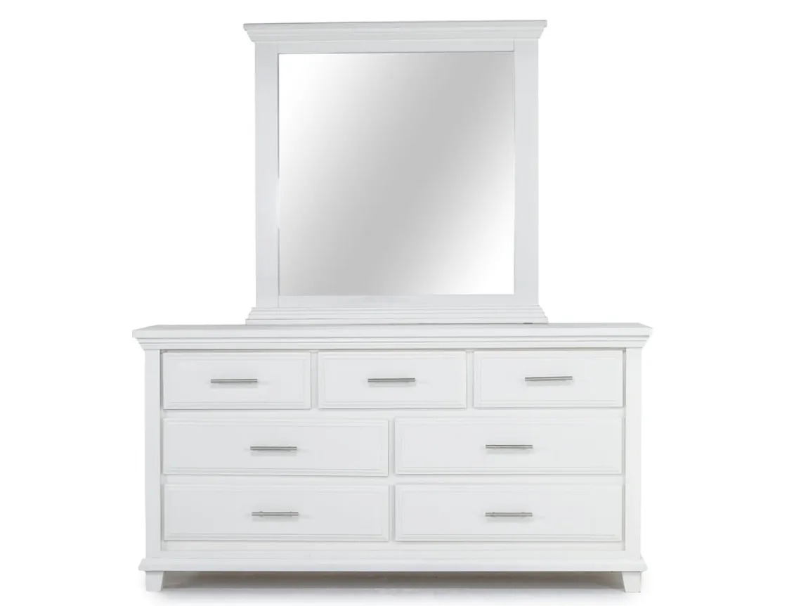 Mor Furniture Bella Panel Bed, Dresser, Mirror & Nightstand In White, Twin