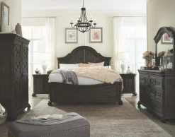 Mor Furniture Bellamy Arch Panel Bed In Charcoal, Eastern King