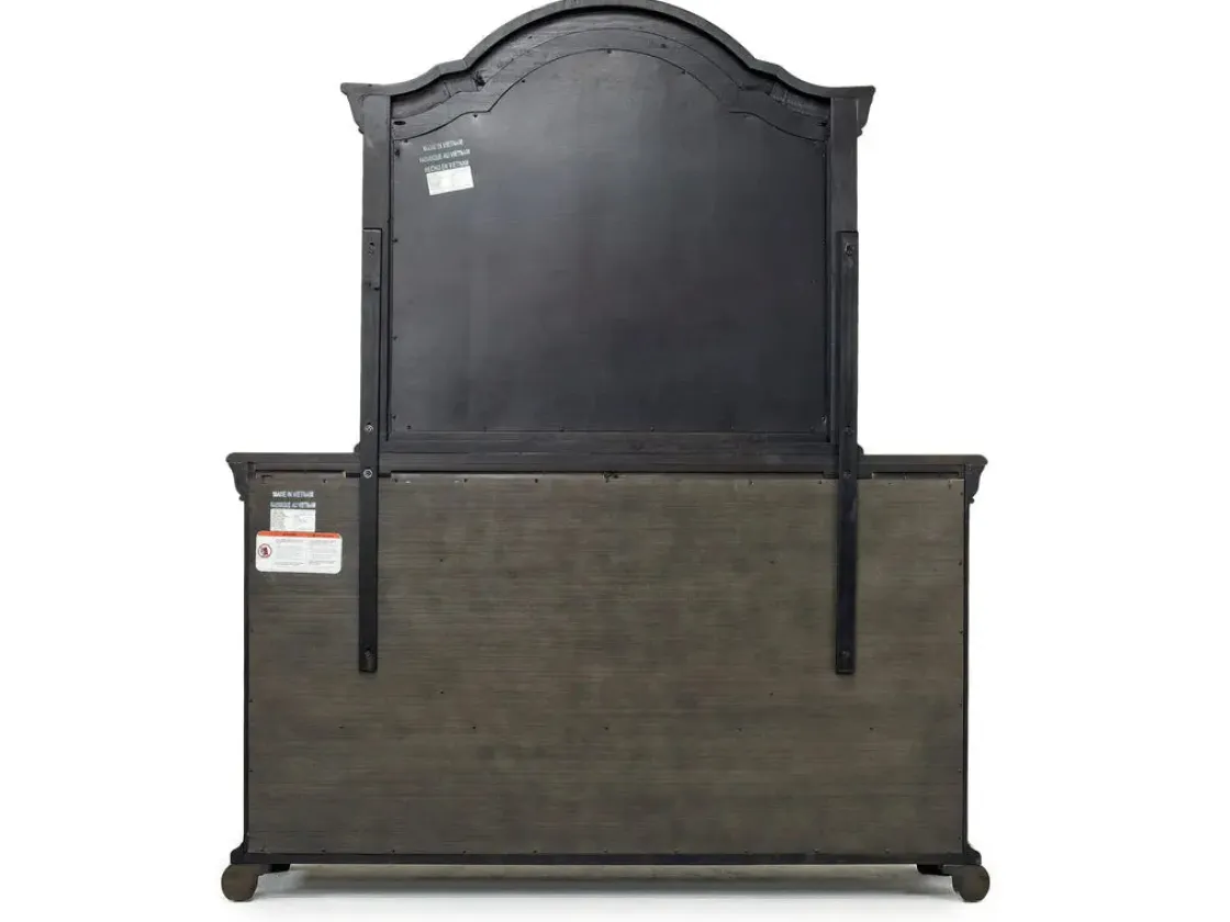 Mor Furniture Bellamy Sleigh Bed, Dresser, Mirror & 4 Drawer Nightstand In , Queen