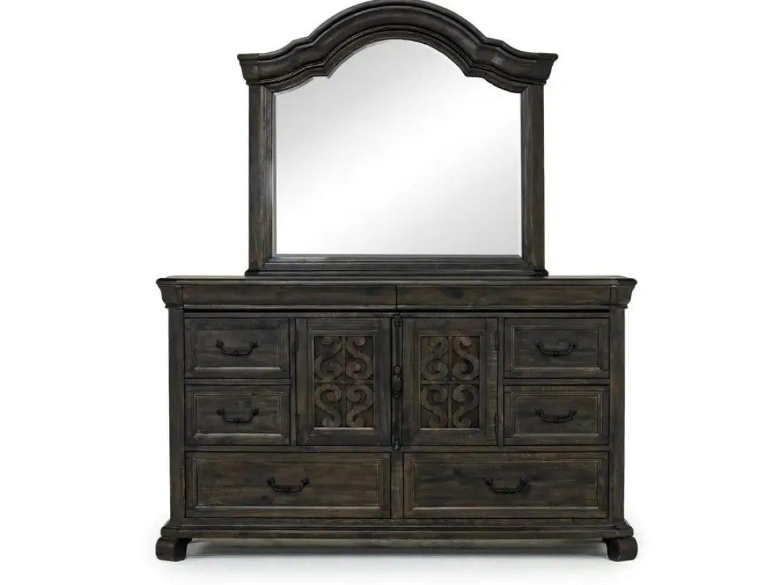 Mor Furniture Bellamy Sleigh Bed, Dresser, Mirror & 4 Drawer Nightstand In , Queen
