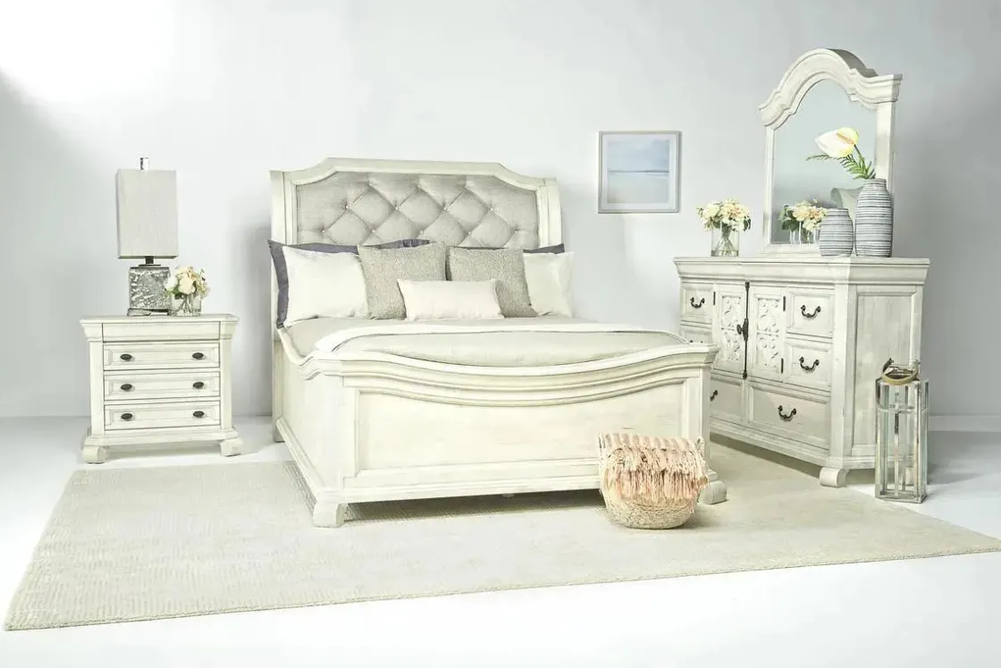 Mor Furniture Bellamy Sleigh Bed W/ Storage In White, Queen