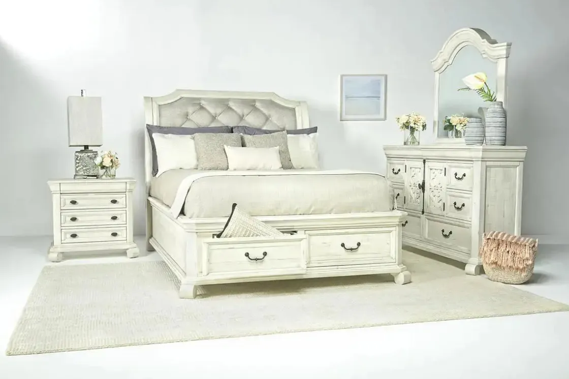 Mor Furniture Bellamy Sleigh Bed W/ Storage In White, Queen
