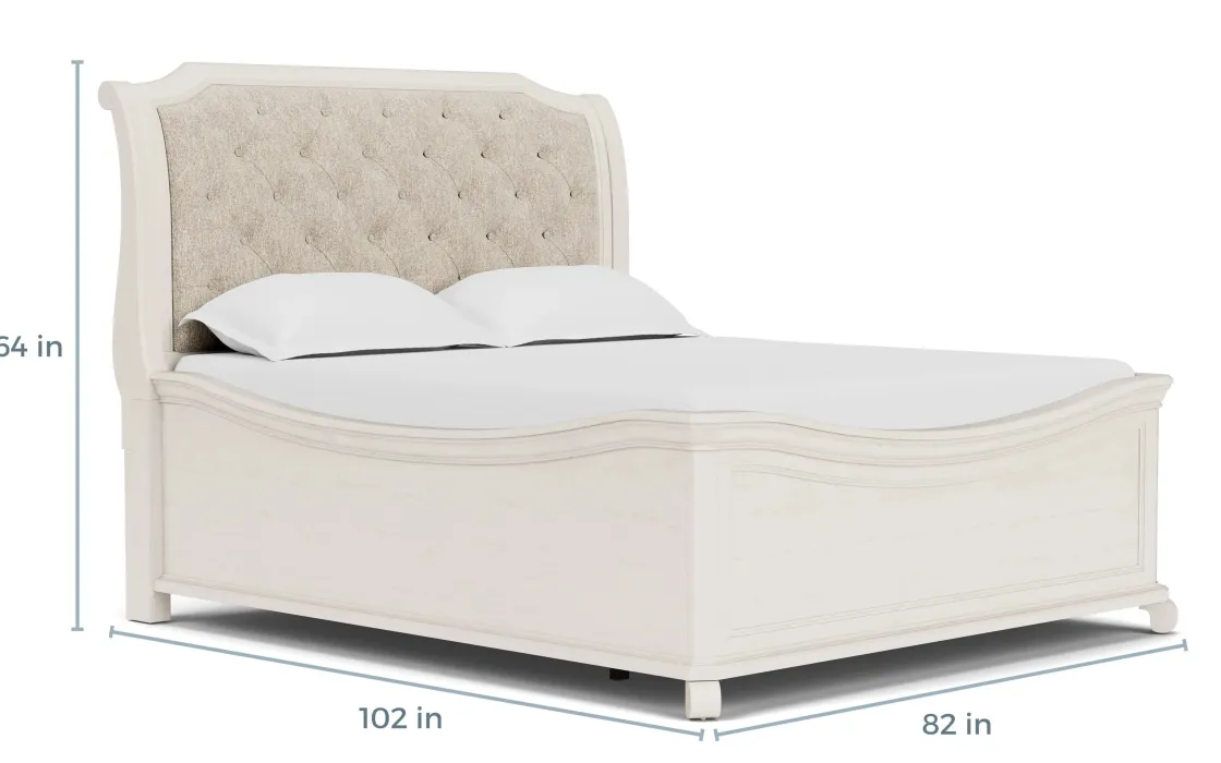 Mor Furniture Bellamy Sleigh Bed W/ Storage In White, Queen
