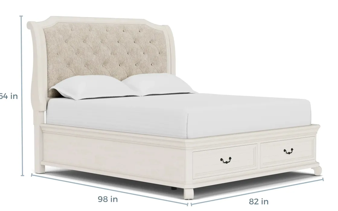 Mor Furniture Bellamy Sleigh Bed W/ Storage In White, Queen