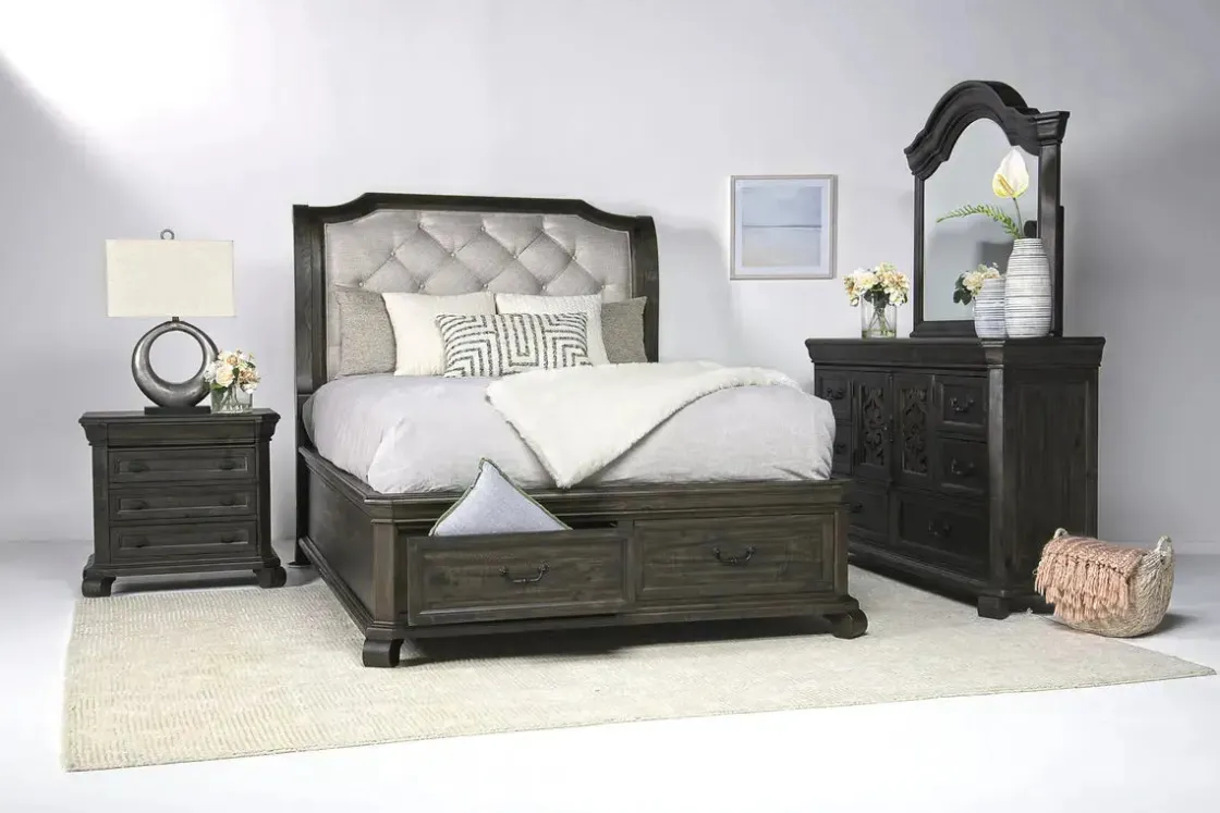 Mor Furniture Bellamy Sleigh Bed W/ Storage In White, Queen