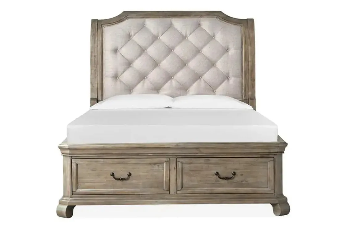 Mor Furniture Bellamy Sleigh Bed W/ Storage In White, Queen