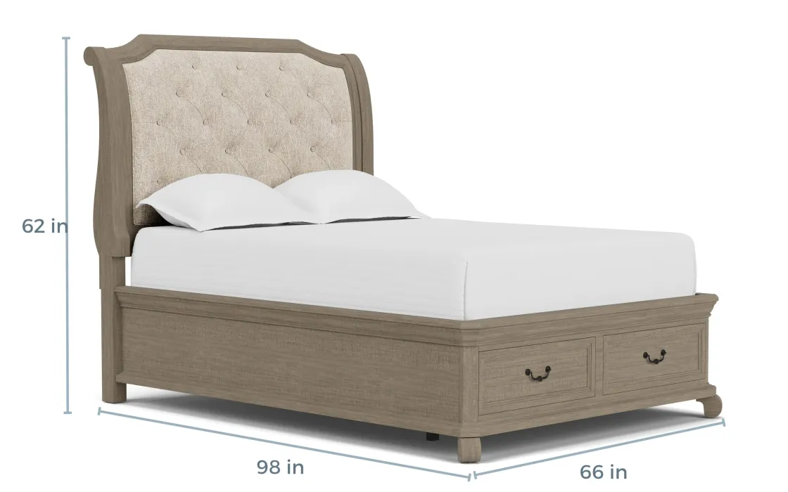 Mor Furniture Bellamy Sleigh Bed W/ Storage In White, Queen