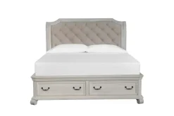Mor Furniture Bellamy Sleigh Bed W/ Storage In White, Queen