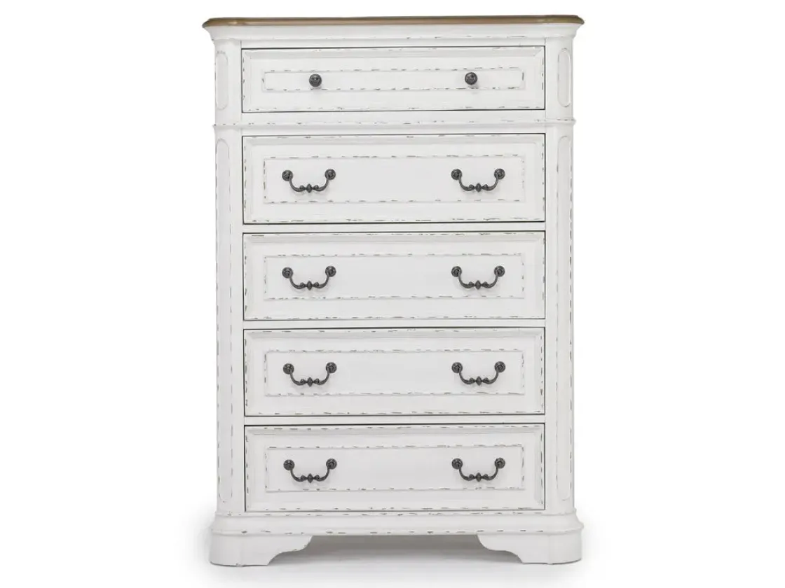 Mor Furniture Bellevue Chest In Antique White & Walnut