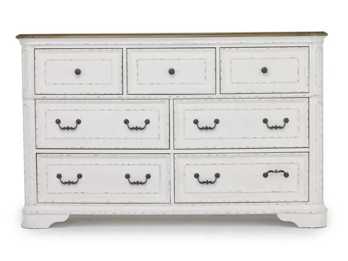 Mor Furniture Bellevue Dresser In Antique White & Walnut